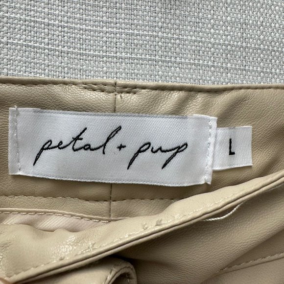 Petal & Pup Faux Leather Pants Bone Color - Picture 5 of 9